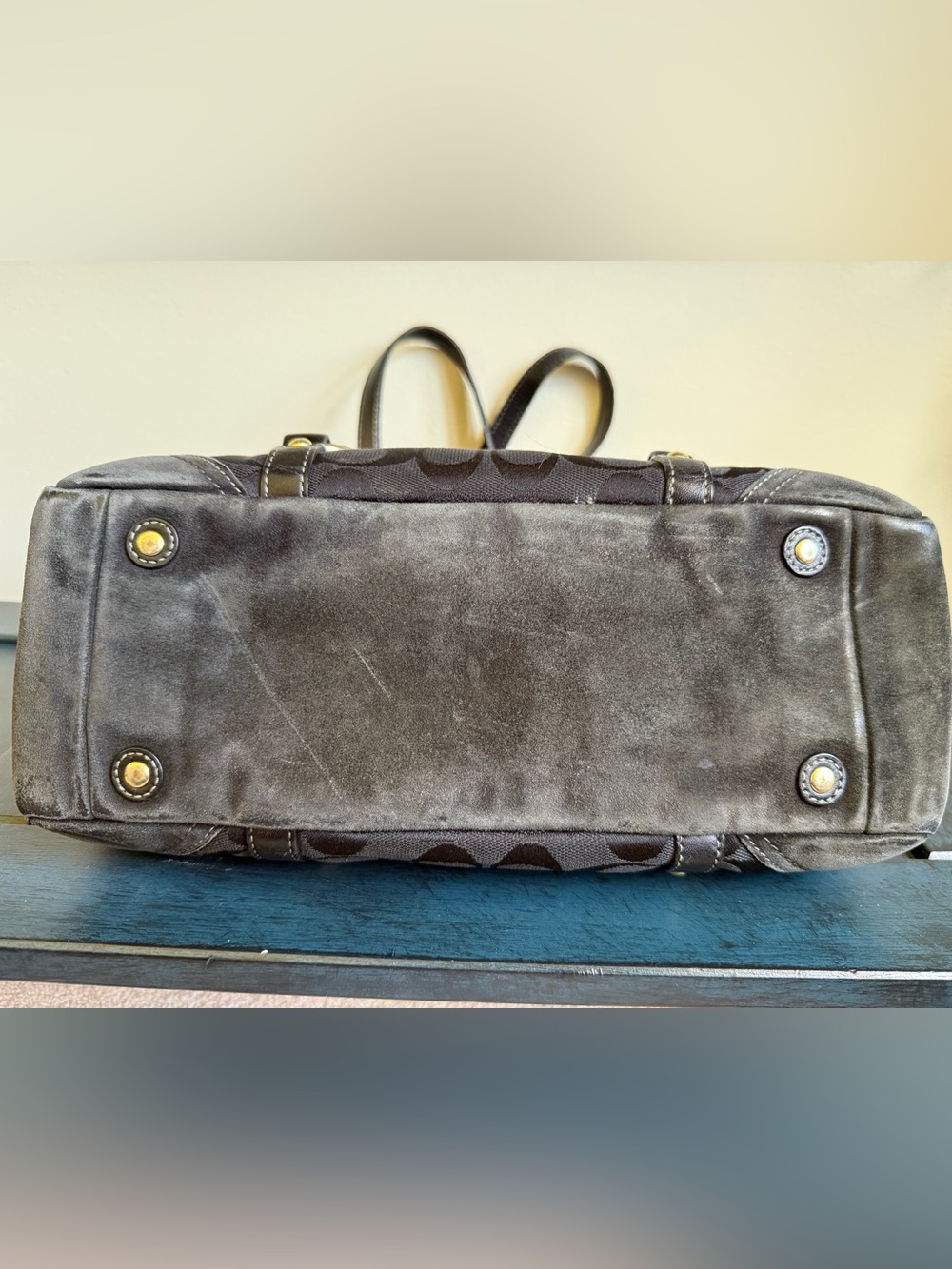 Classic Coach Black Signature-Pattern Tote Bag - Picture 5 of 10